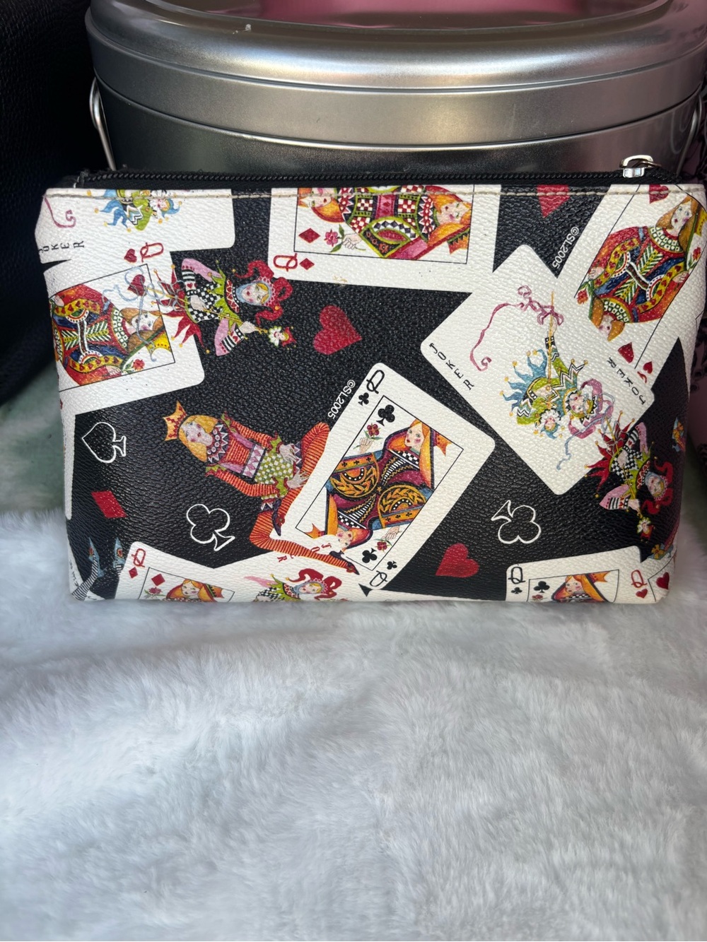 Sydney Love Black Polka Dot Pouch with Red Heart Patch